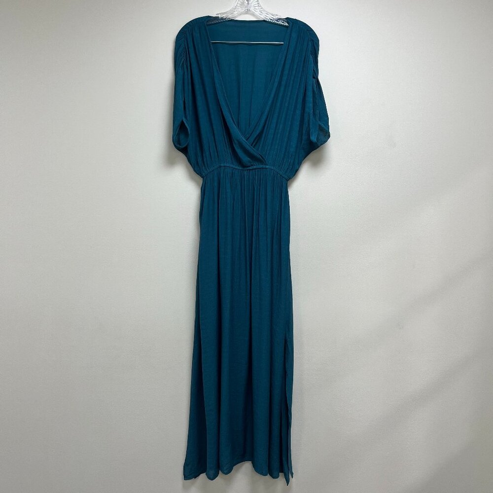 Deep Teal V-Neck Maxi Dress - Brand Not Visible